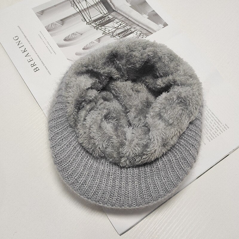 2021 Simple Rabbit Fur Winter Hats For Women Winter Skullies Warm Wool Cap Gorros Female Cap For grandmother hat Knitted Caps