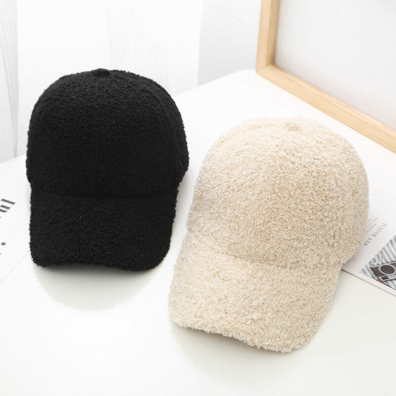 Autumn Winter Baseball Cap Women Artificial Lamb Wool Hats Version Tide Warm Cap Plush Baseball Caps Spring Baseball Cap