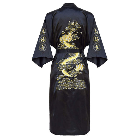 Luxury Kimono Bathrobe Gown Home Clothing Oversize 3XL men Embroidery Chinese Dragon Robe Male Sleepwear Loose Nightwear