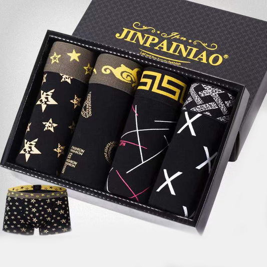 Men's Panties 4pcs Cotton Boxer Printing Underwear Man Pack Mens Boxers Underwear Mens Underpants Hot Sale Boxershorts Men Boxer
