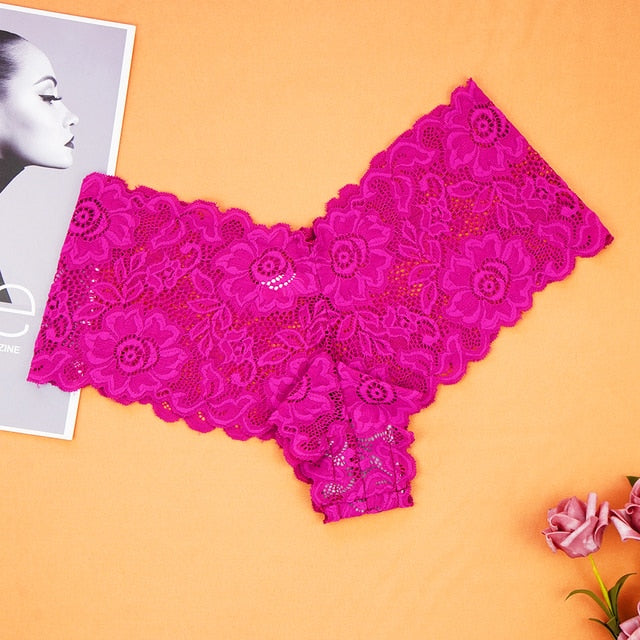 Sexy Women's Lace Panties Seamless Boxer Shorts Low Waist Female Sport Panty Hollow Underwear Lingerie for Women