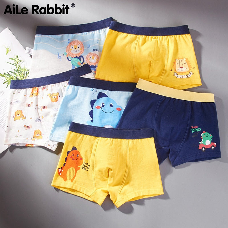 3 Piece Kids Boys Underwear Cartoon Children&#39;s Shorts Panties For Baby Boy Toddler Boxers Stripes Teenagers Cotton Underpants