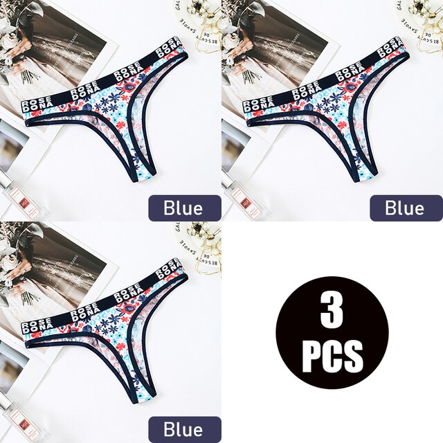 3pcs/pack Julexy Women panties cotton Sexy Floral Letter Printed female Underwear Thongs Breathable Lingerie Panties G-string