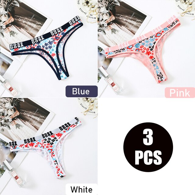 3pcs/pack Julexy Women panties cotton Sexy Floral Letter Printed female Underwear Thongs Breathable Lingerie Panties G-string