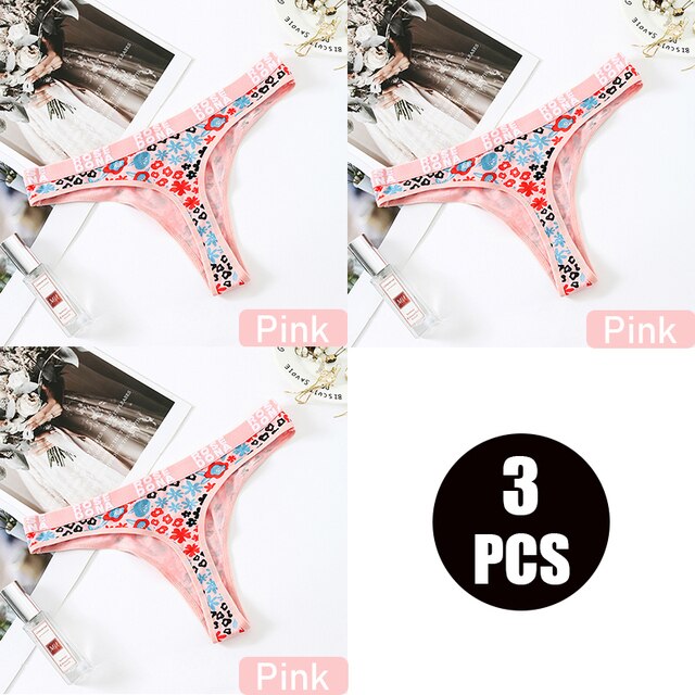 3pcs/pack Julexy Women panties cotton Sexy Floral Letter Printed female Underwear Thongs Breathable Lingerie Panties G-string