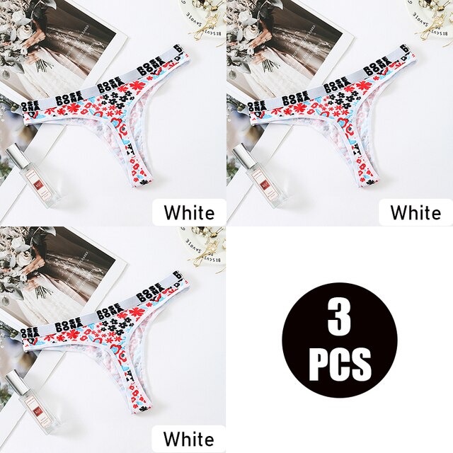 3pcs/pack Julexy Women panties cotton Sexy Floral Letter Printed female Underwear Thongs Breathable Lingerie Panties G-string