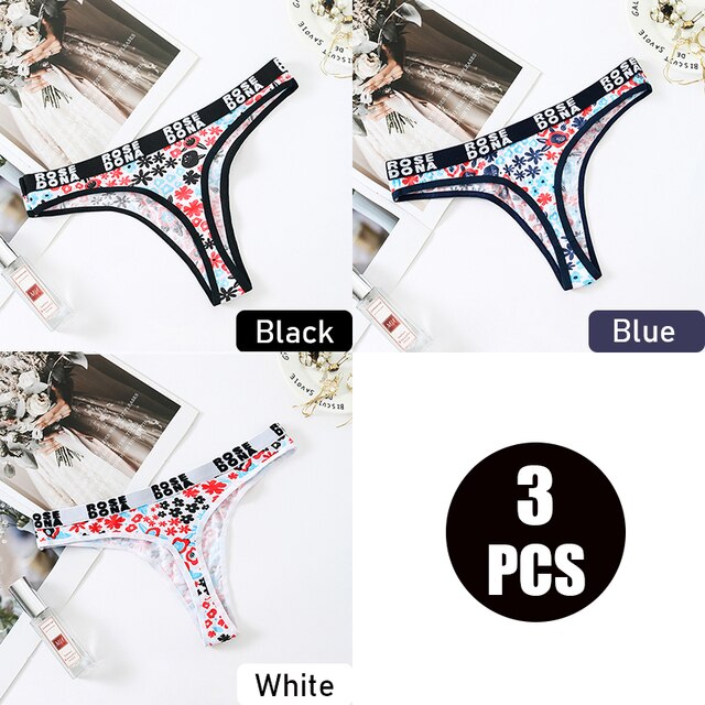 3pcs/pack Julexy Women panties cotton Sexy Floral Letter Printed female Underwear Thongs Breathable Lingerie Panties G-string