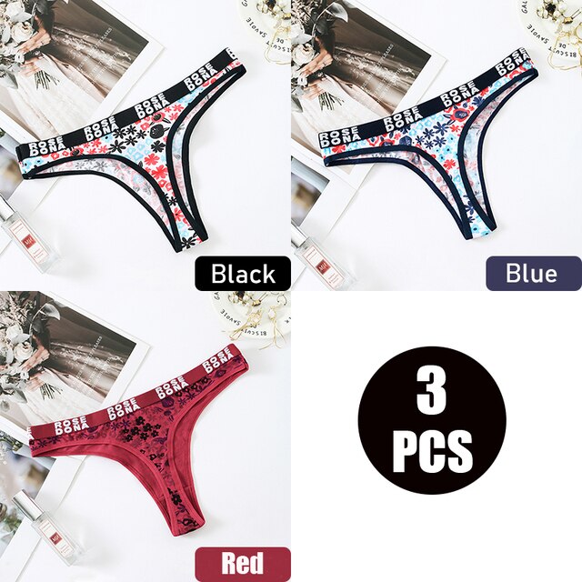 3pcs/pack Julexy Women panties cotton Sexy Floral Letter Printed female Underwear Thongs Breathable Lingerie Panties G-string