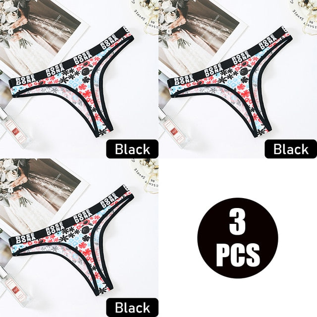 3pcs/pack Julexy Women panties cotton Sexy Floral Letter Printed female Underwear Thongs Breathable Lingerie Panties G-string