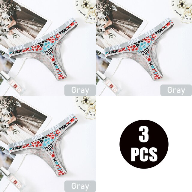 3pcs/pack Julexy Women panties cotton Sexy Floral Letter Printed female Underwear Thongs Breathable Lingerie Panties G-string