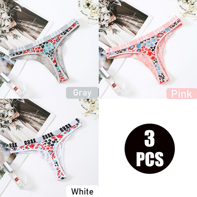 3pcs/pack Julexy Women panties cotton Sexy Floral Letter Printed female Underwear Thongs Breathable Lingerie Panties G-string