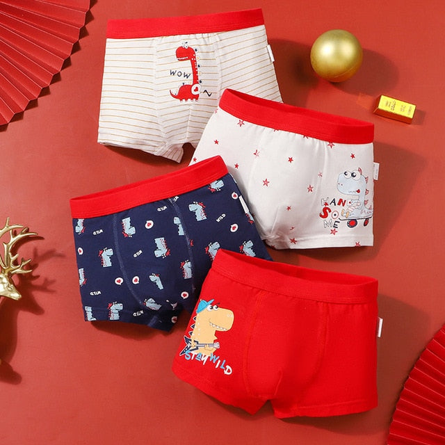 4PCS/LOT Children Boys Underwear Cartoon Children&#39;s Shorts Panties Baby Boy Toddler Boxers Stripes Teenagers Cotton Underpants