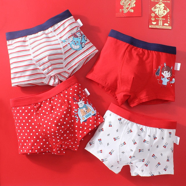 4PCS/LOT Children Boys Underwear Cartoon Children&#39;s Shorts Panties Baby Boy Toddler Boxers Stripes Teenagers Cotton Underpants