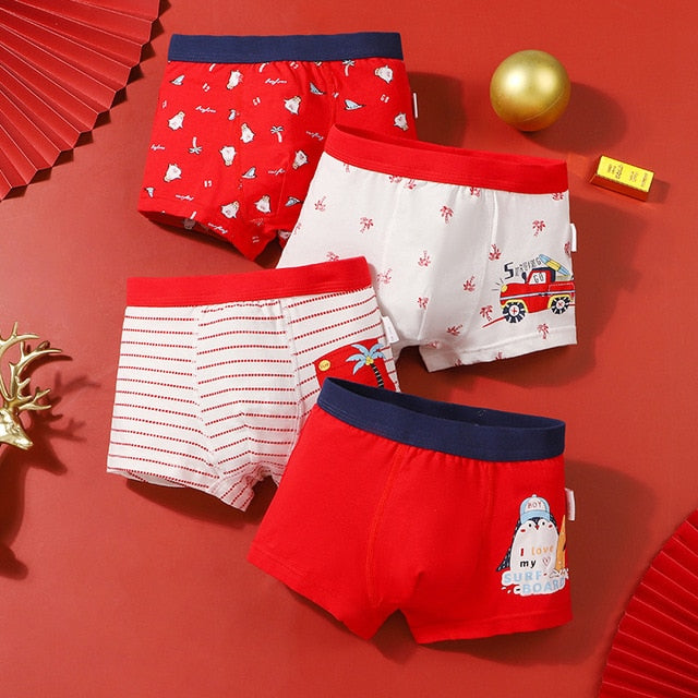 4PCS/LOT Children Boys Underwear Cartoon Children&#39;s Shorts Panties Baby Boy Toddler Boxers Stripes Teenagers Cotton Underpants