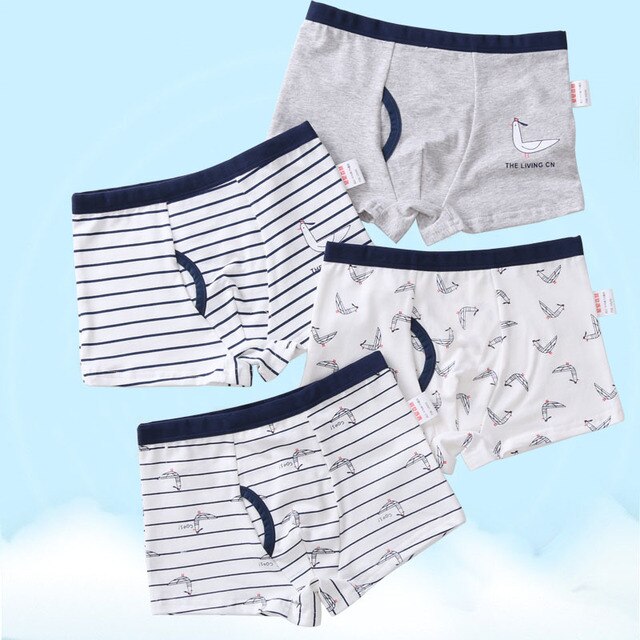 4PCS/LOT Children Boys Underwear Cartoon Children&#39;s Shorts Panties Baby Boy Toddler Boxers Stripes Teenagers Cotton Underpants