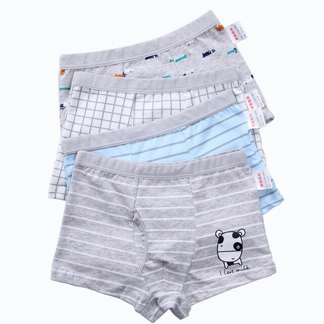 4PCS/LOT Children Boys Underwear Cartoon Children&#39;s Shorts Panties Baby Boy Toddler Boxers Stripes Teenagers Cotton Underpants