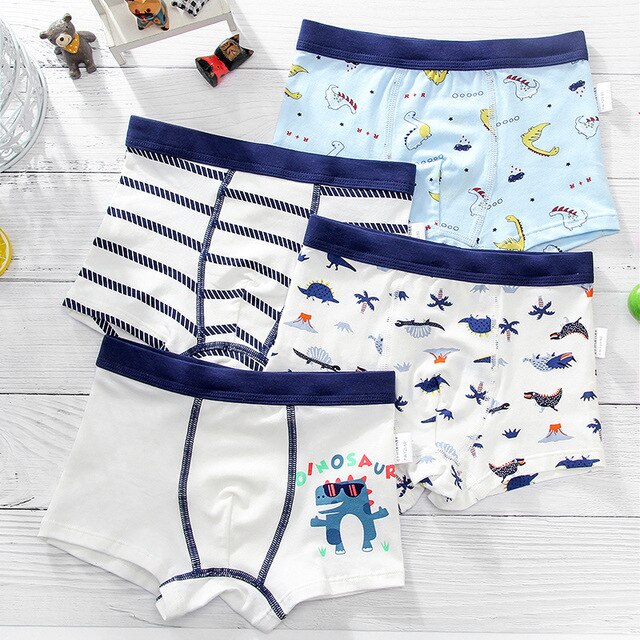 4PCS/LOT Children Boys Underwear Cartoon Children&#39;s Shorts Panties Baby Boy Toddler Boxers Stripes Teenagers Cotton Underpants