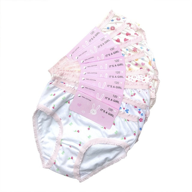 6pcs Kid Brief Underwear Girls Florals Cute Cartoon Princess Painting Underpants Size 100-150 Children Cotton Soft Thin Briefs