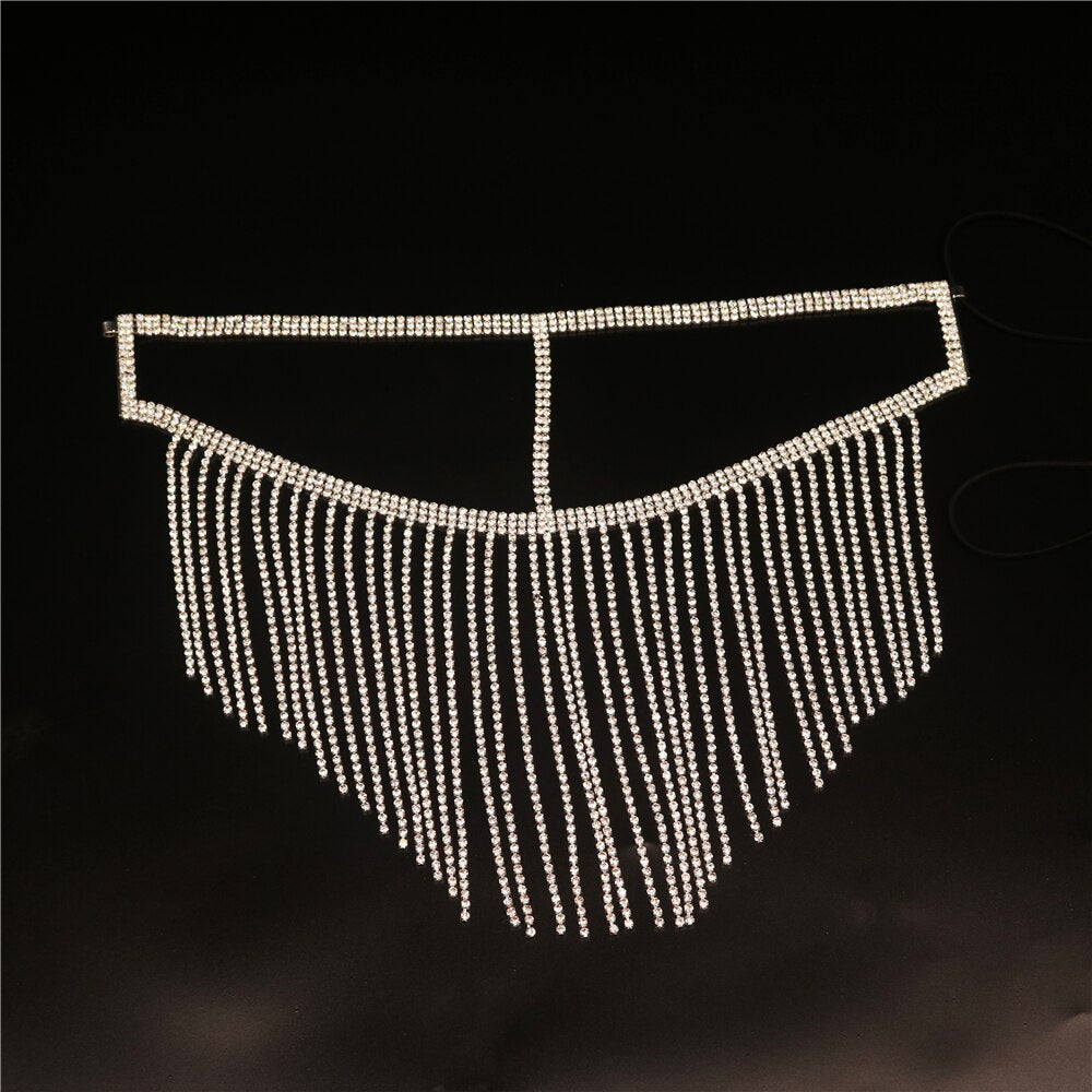 Women&#39;s Handmade Luxury Rhinestone Long Tassel Mask Fashion Sexy Makeup Ball Facial Accessories Mask Halloween Party Accessories