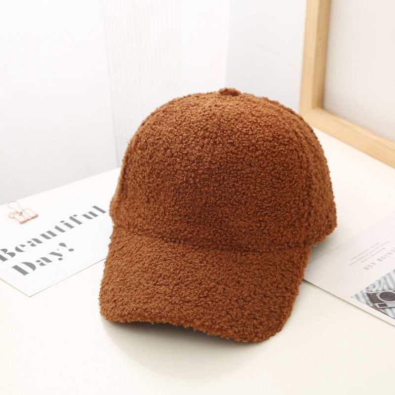 Autumn Winter Baseball Cap Women Artificial Lamb Wool Hats Version Tide  Warm Cap Plush Baseball Caps Spring Baseball Cap