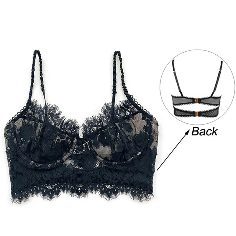 CINOON Sexy Lingerie French Women&#39;s underwear Ultra Thin Lace Flower Embroidery Bralette Bra Push up Eyelash Female Underwear