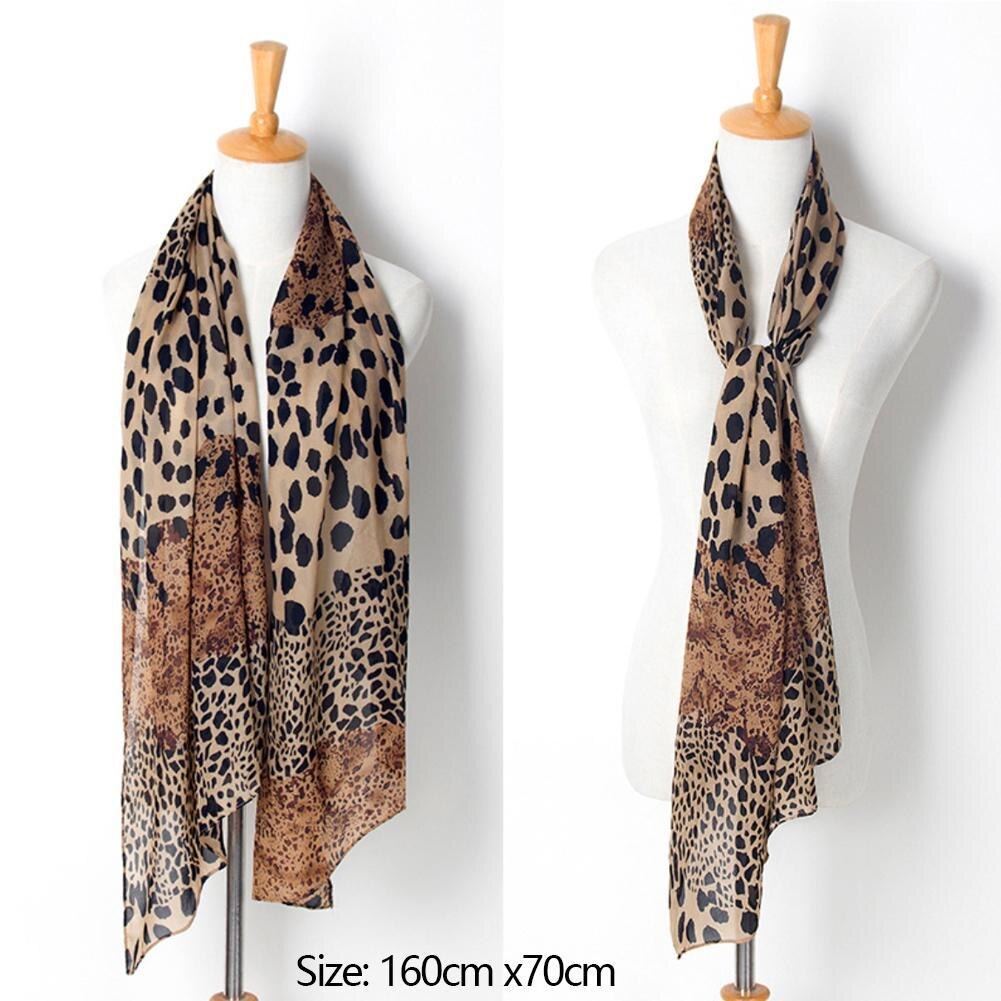 Fashion Elegant Women Leopard Chiffon Long Neck Large Scarf Wrap Shawl Stole Scarves Wraps Women Female