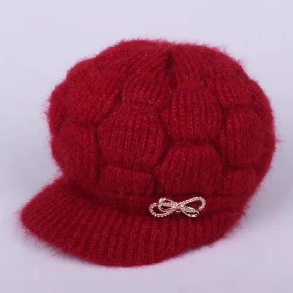 2021 Simple Rabbit Fur Winter Hats For Women Winter Skullies Warm Wool Cap Gorros Female Cap For  grandmother hat Knitted Caps