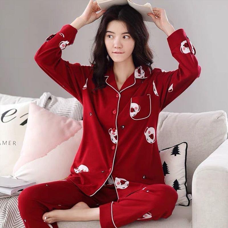 100% Cotton Pajama For Women Winter Soild Pink Pijamas Feminino Warm Sleepwear White PJ 2021 Fashion Pure Cotton Pyjama Femme