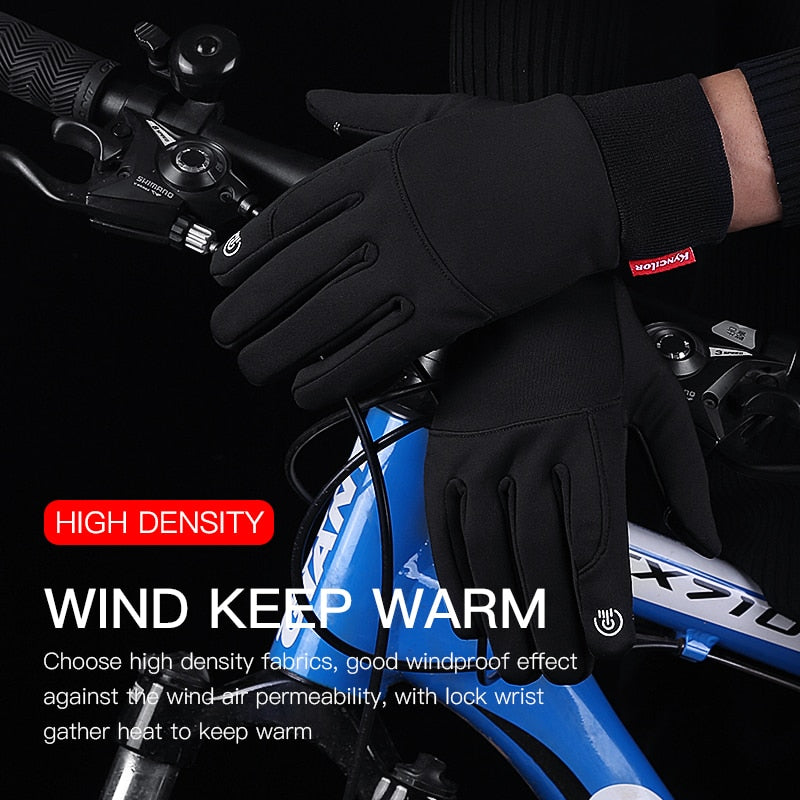 Winter Gloves Men Cycling Bike Women Thermal Fleece Cold Wind Waterproof Touch Screen Bicycle Warm Outdoor Running Skiing Mitten