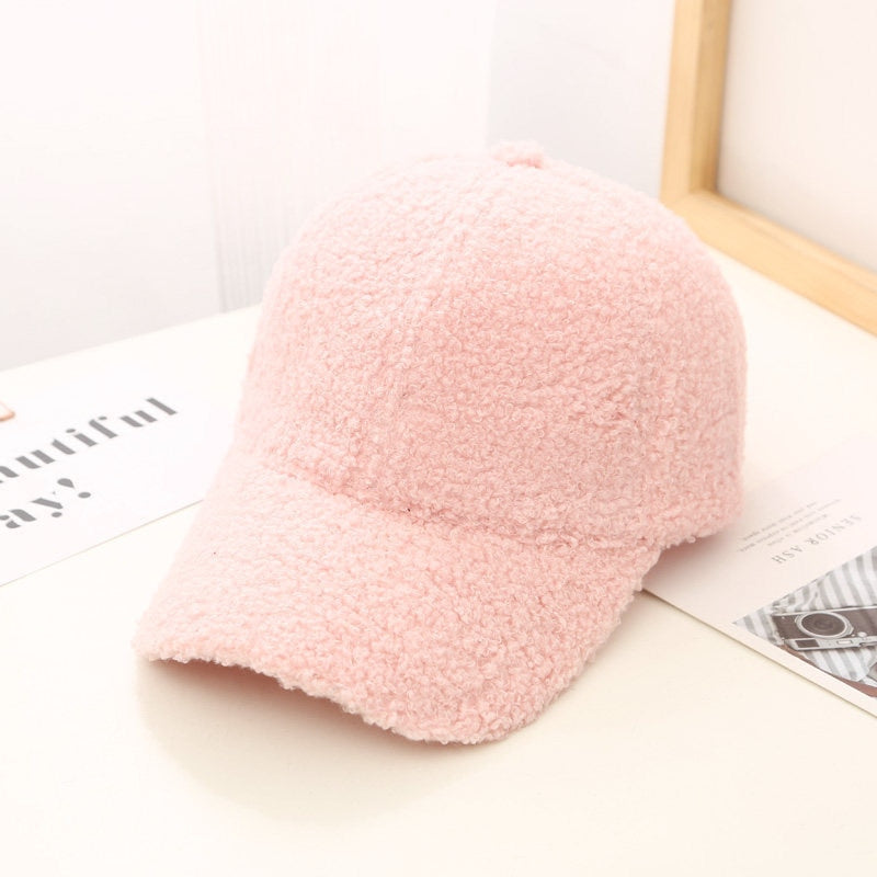 Autumn Winter Baseball Cap Women Artificial Lamb Wool Hats Version Tide  Warm Cap Plush Baseball Caps Spring Baseball Cap