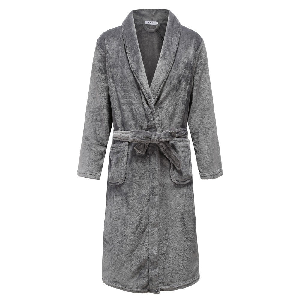 Autumn Winter Thicken Robe Men Kimono Bathrobe Gown Nightgown Warm Flannel Male Nightwear Intimate Lingerie Plus Size Homewear