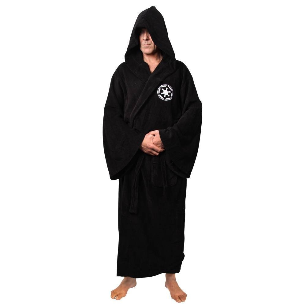 Male Flannel Robe Male With Hooded Thick Star Dressing Gown Jedi Empire Men&#39;s Bathrobe Winter Long Robe Mens Bath Robes Homewear