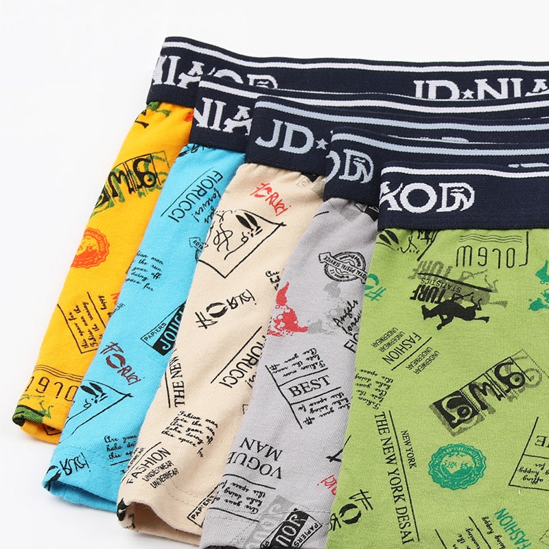 5Pcs/lot Men Boxer Underwear Men Cotton Man Boxers Shorts Comfortable Underpants Male Solid Print Soft Breathable Panties