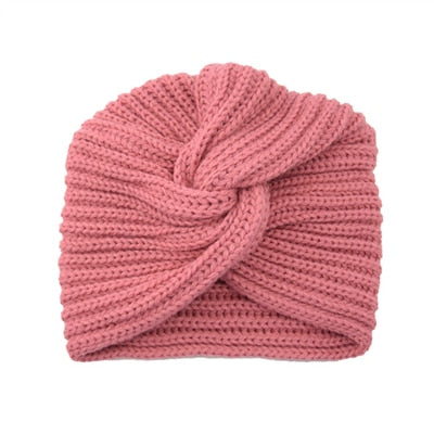 Women&#39;s Knitted Turban Hat Bohemia Cashmere Cross Wrap Head Lndian  Wool   Bonnet Turbante Cap