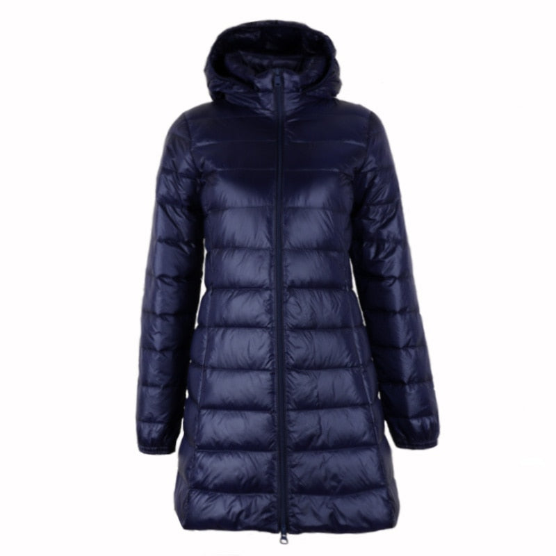 NewBang Plus 8XL 7XL Ladies Coats Long Winter Hat Detachable Down Jacket Ultra Light Down Jacket Women Hooded Female Warm Coat