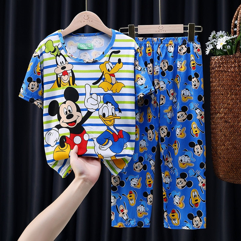 Spring And Autumn Children Pajamas Baby Clothing Cartoon T-Shirt Tops And Long Pants Sleepwear Girls Animal Pyjamas Pijamas Set