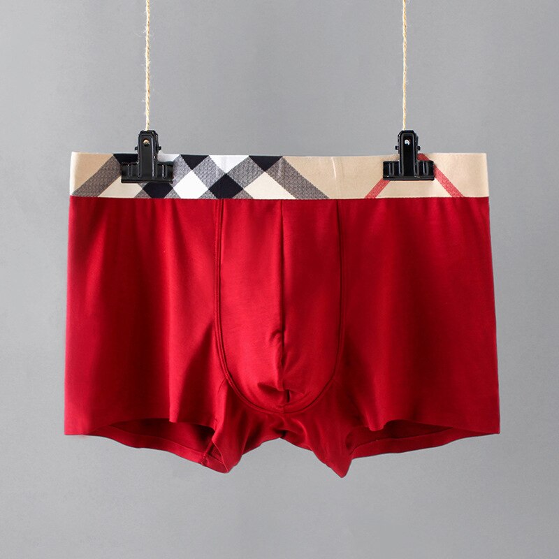 4PCS/Set New High Quality Mens Underwear U Convex Boxers Shorts Sexy Soft Male Panties Plaid Breathable Underpants Size L--3XL