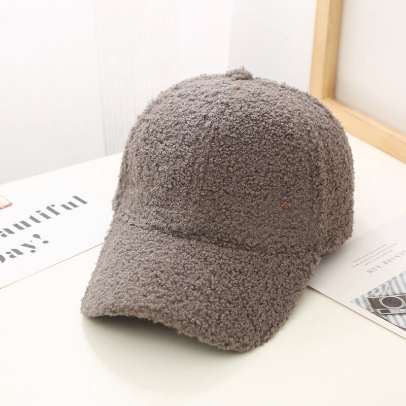 Autumn Winter Baseball Cap Women Artificial Lamb Wool Hats Version Tide  Warm Cap Plush Baseball Caps Spring Baseball Cap