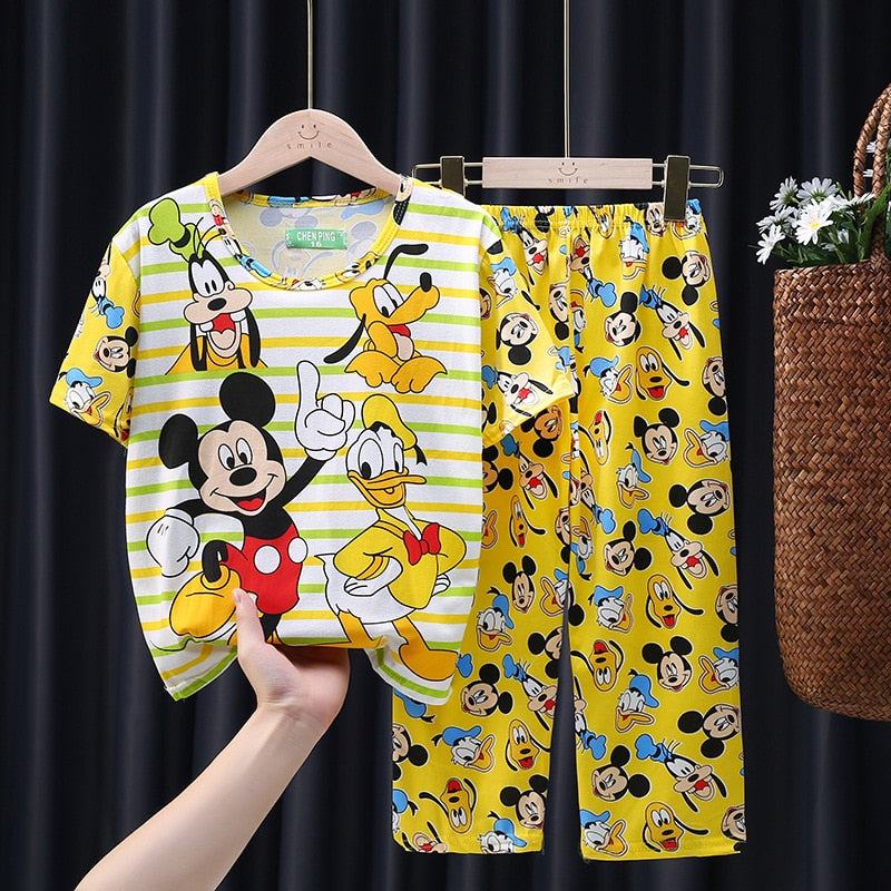 Spring And Autumn Children Pajamas Baby Clothing Cartoon T-Shirt Tops And Long Pants Sleepwear Girls Animal Pyjamas Pijamas Set