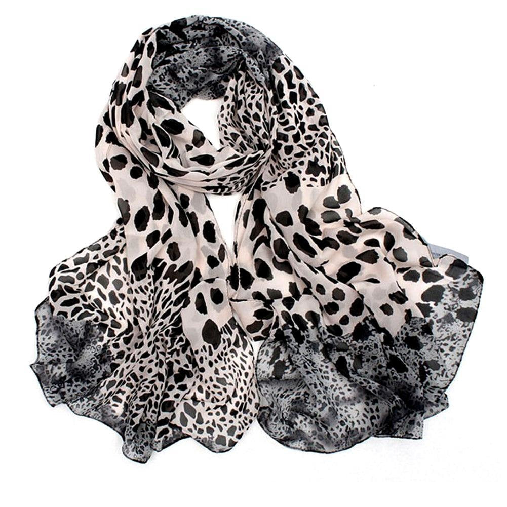 Fashion Elegant Women Leopard Chiffon Long Neck Large Scarf Wrap Shawl Stole Scarves Wraps Women Female