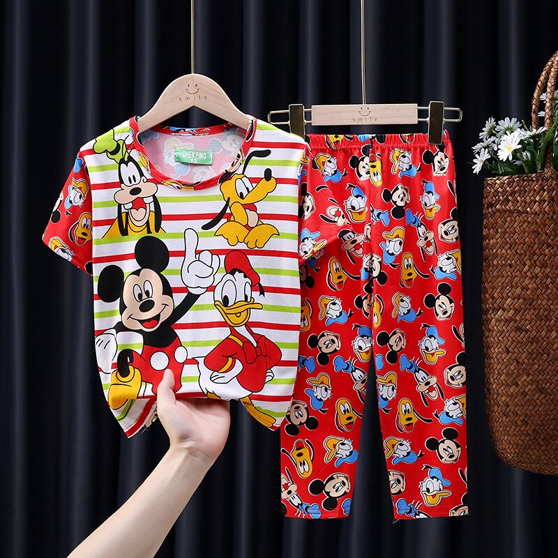 Spring And Autumn Children Pajamas Baby Clothing Cartoon T-Shirt Tops And Long Pants Sleepwear Girls Animal Pyjamas Pijamas Set