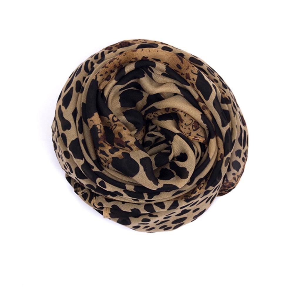 Fashion Elegant Women Leopard Chiffon Long Neck Large Scarf Wrap Shawl Stole Scarves Wraps Women Female