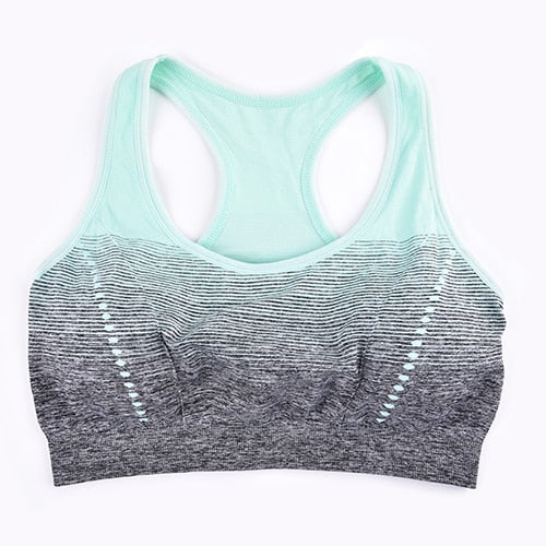 THUNSHION Sports Bra High Stretch Breathable Top Fitness Women Padded for Running Yoga Gym Seamless Crop Bra Gradient Sport Bra