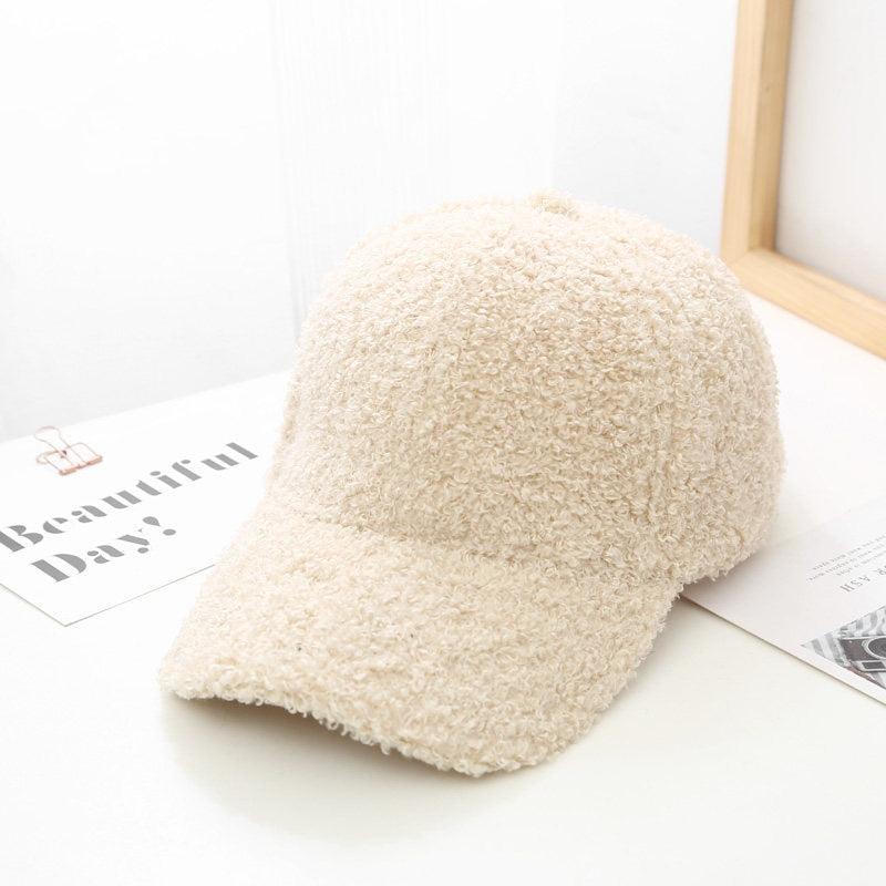 Autumn Winter Baseball Cap Women Artificial Lamb Wool Hats Version Tide  Warm Cap Plush Baseball Caps Spring Baseball Cap