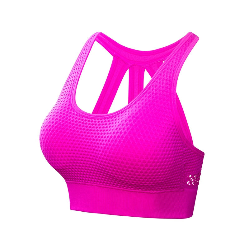 Women Shockproof Gathered Breathable Sports Underwear Running Workout Beauty Back Yoga Bra Fintess Gym Push UP Exercise Tops