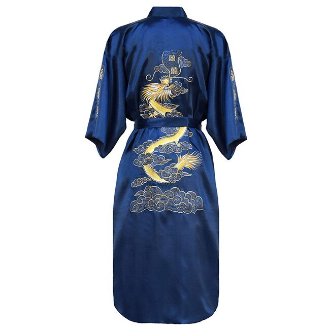 Luxury Kimono Bathrobe Gown Home Clothing Oversize 3XL men Embroidery Chinese Dragon Robe  Male Sleepwear Loose Nightwear