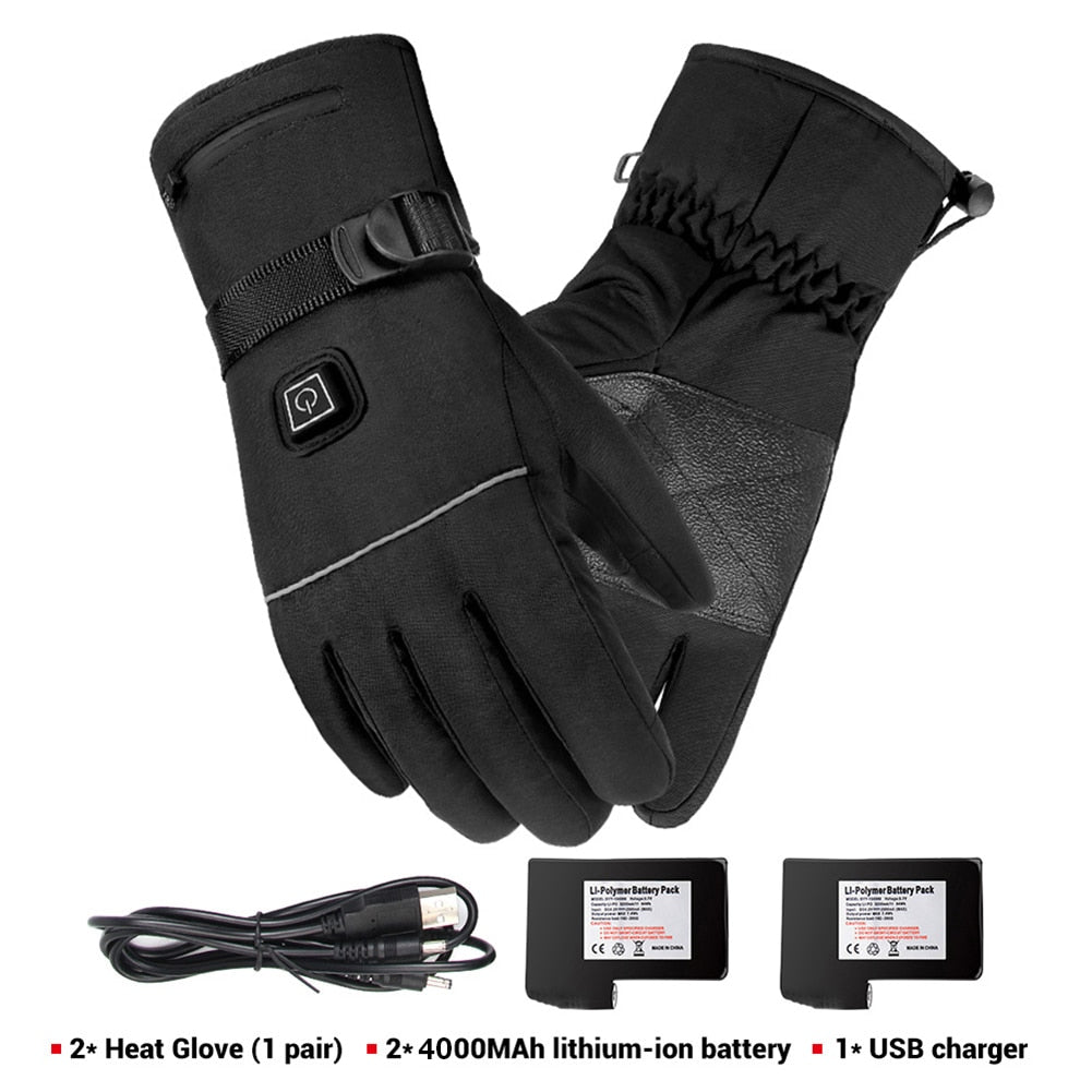 Heated Gloves For Winter 3.7V Rechargeable Battery Powered Electric Heating Hand Warmer Skiing Glove For Fishing Skiing Cycling