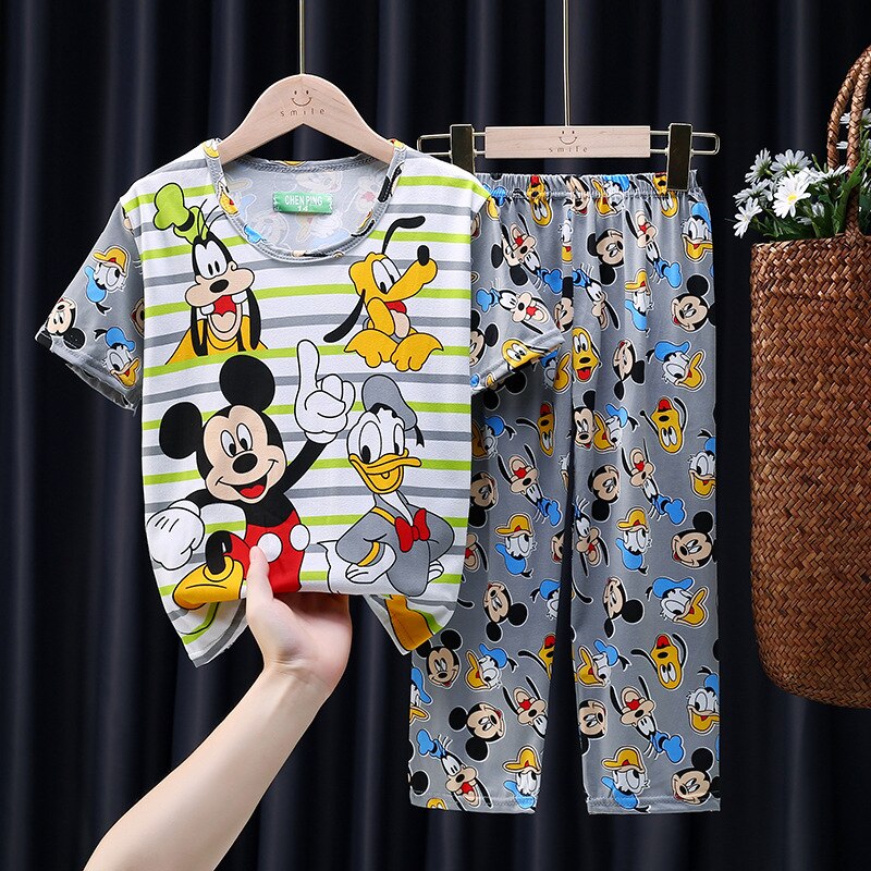 Spring And Autumn Children Pajamas Baby Clothing Cartoon T-Shirt Tops And Long Pants Sleepwear Girls Animal Pyjamas Pijamas Set