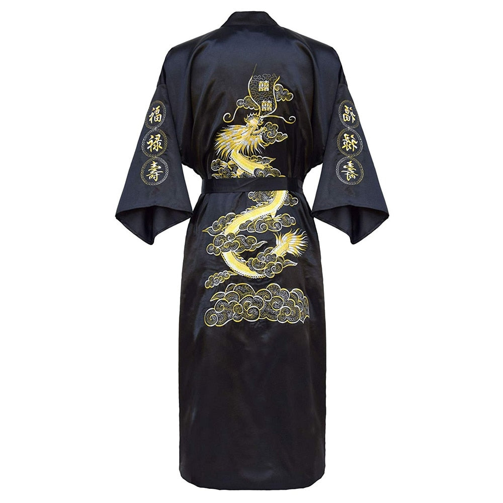 Luxury Kimono Bathrobe Gown Home Clothing Oversize 3XL men Embroidery Chinese Dragon Robe  Male Sleepwear Loose Nightwear