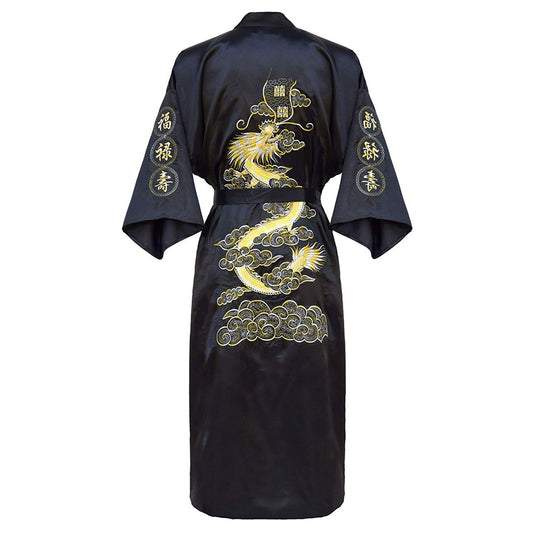 Luxury Kimono Bathrobe Gown Home Clothing Oversize 3XL men Embroidery Chinese Dragon Robe  Male Sleepwear Loose Nightwear